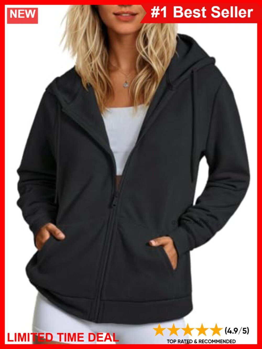 Zip Up Hoodie Women Fleece Lined Long Sleeve Hooded Sweatshirt Kangaroo Pocket